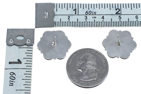 Navajo Turquoise Multistone Sterling Silver Post Earrings BX119038