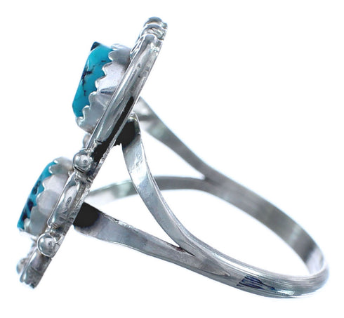 Genuine Sterling Silver Native American Turquoise Ring Size 7-3/4 BX119673