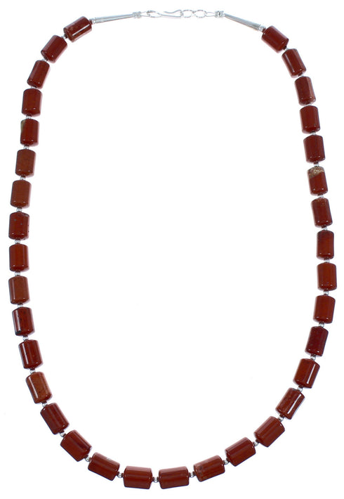 Southwest Authentic Sterling Silver Poppy Jasper Bead Necklace RX119207