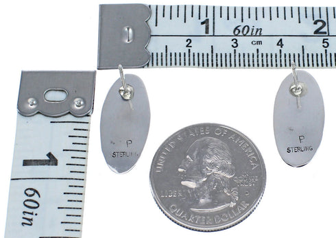 Navajo Indian Blue Opal Genuine Sterling Silver Post Earrings NX11523