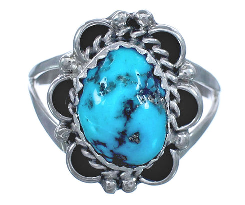 Navajo Turquoise Genuine Sterling Silver Ring Size 7 BX119475