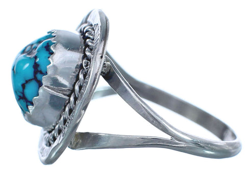American Indian Turquoise Genuine Sterling Silver Ring Size 7-3/4 BX119477