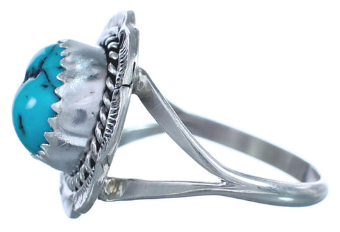 Turquoise Native American Twisted Sterling Silver Ring Size 7-3/4 BX119479