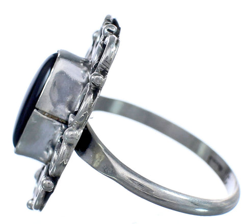 Native American Onyx Sterling Silver Ring Size 7-3/4 BX119489