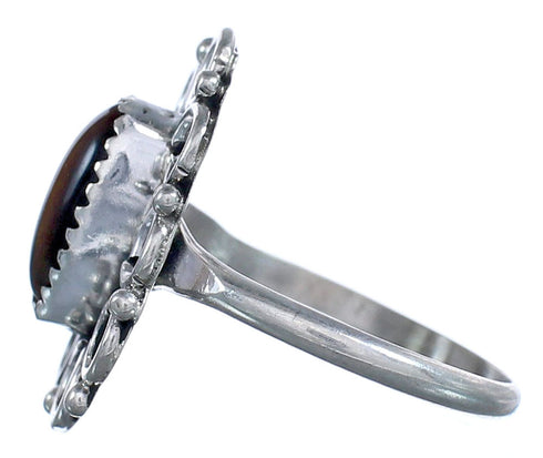 Tiger Eye Authentic Sterling Silver Native American Ring Size 9-1/2 BX119493