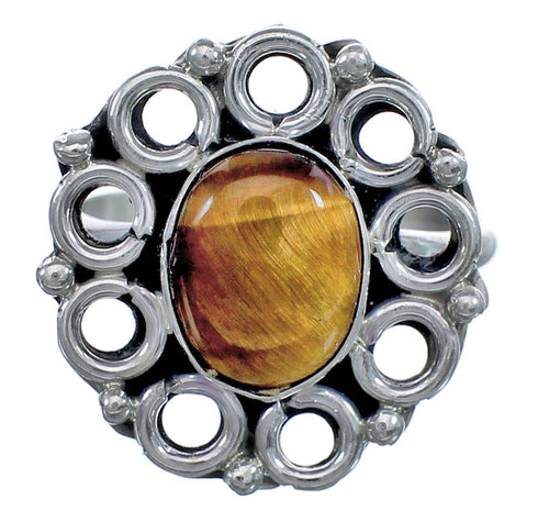 Navajo Tiger Eye Genuine Sterling Silver Ring Size 7-1/2 BX119495