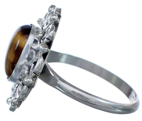 Navajo Tiger Eye Genuine Sterling Silver Ring Size 7-1/2 BX119495