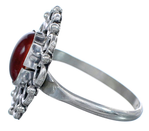 Native American Amber Sterling Silver Ring Size 8-3/4 BX119497