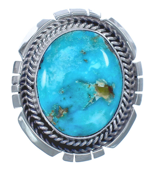 Navajo Twisted Sterling Silver Turquoise Ring Size 5-3/4 BX119516