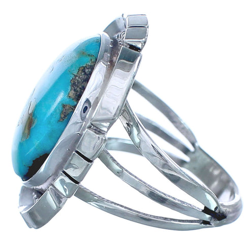 Navajo Twisted Sterling Silver Turquoise Ring Size 5-3/4 BX119516