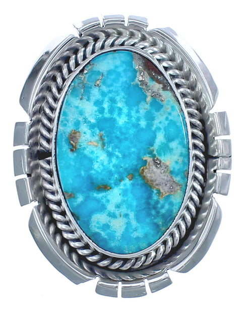 Twisted Sterling Silver Navajo Turquoise Ring Size 5-3/4 BX119519
