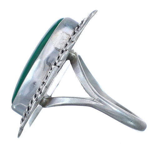 Twisted Sterling Silver Malachite Native American Ring Size 7-3/4 BX119531