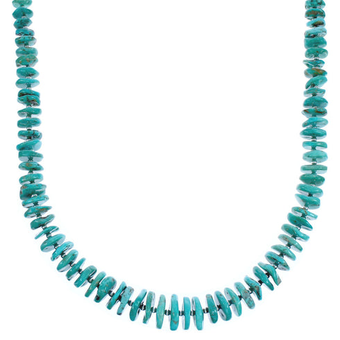 Sterling Silver Turquoise Southwestern Wheel Bead Necklace BX119554