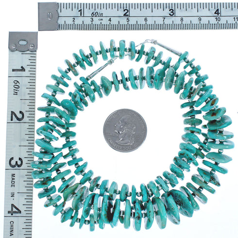 Sterling Silver Turquoise Southwestern Wheel Bead Necklace BX119554