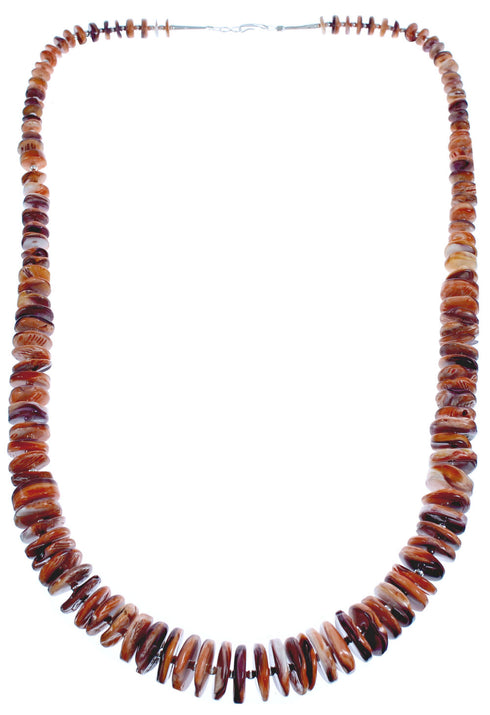 Sterling Silver Purple And Orange Oyster Shell Bead Necklace BX119557