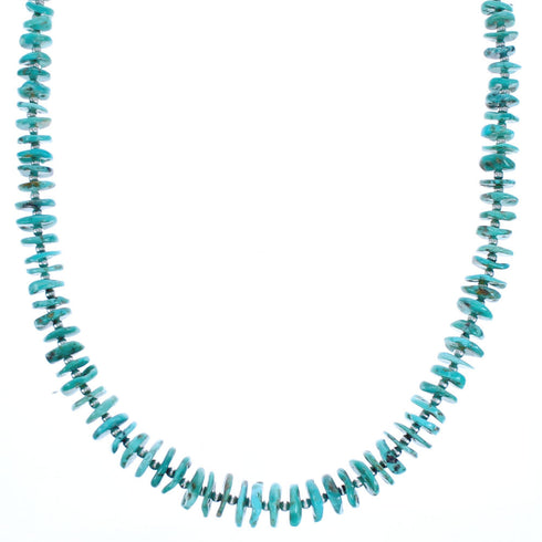 Turquoise Authentic Sterling Silver Wheel Bead Southwestern Necklace BX119558