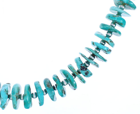 Turquoise Authentic Sterling Silver Wheel Bead Southwestern Necklace BX119558