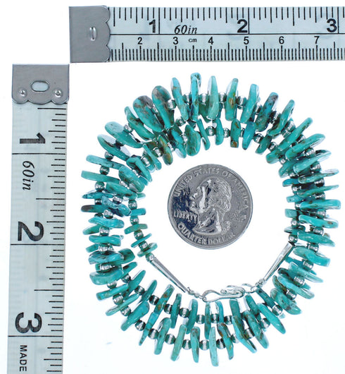 Turquoise Authentic Sterling Silver Wheel Bead Southwestern Necklace BX119558