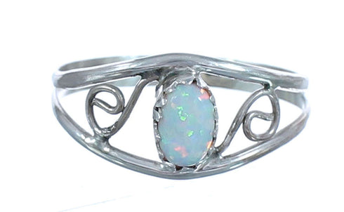 Opal American Indian Authentic Sterling Silver Ring Size 4 BX119353