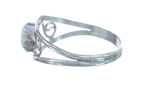 Opal American Indian Authentic Sterling Silver Ring Size 4 BX119353