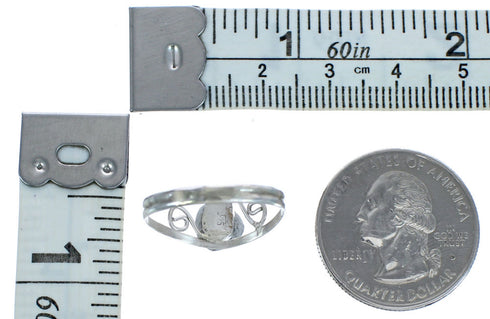 Opal American Indian Authentic Sterling Silver Ring Size 4 BX119353