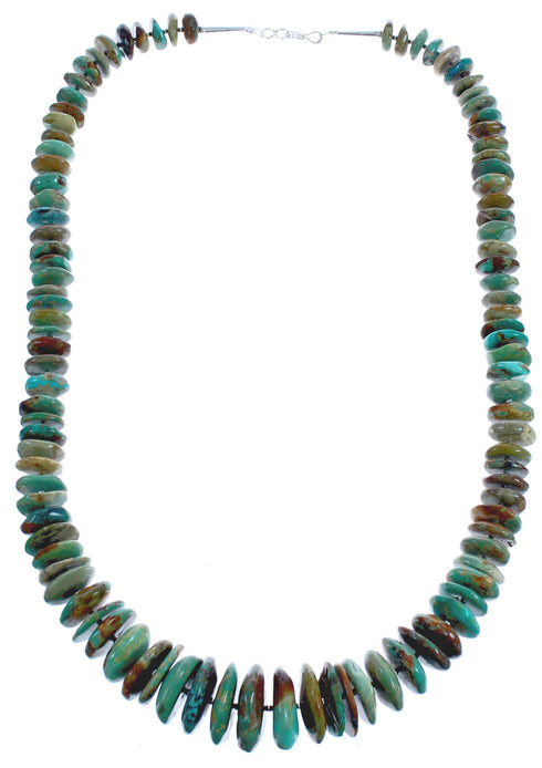 Turquoise Genuine Sterling Silver Wheel Bead Necklace BX119698