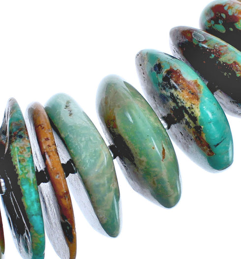 Turquoise Genuine Sterling Silver Wheel Bead Necklace BX119698