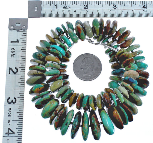 Turquoise Genuine Sterling Silver Wheel Bead Necklace BX119698