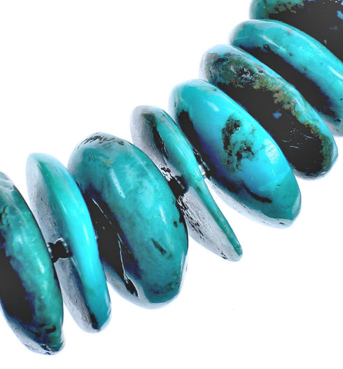 Authentic Sterling Silver Turquoise Wheel Beaded Necklace BX119700