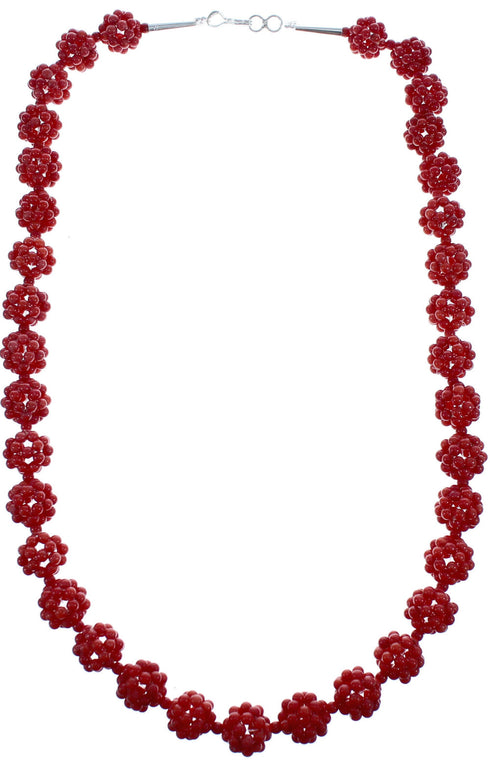 Coral Sterling Silver Southwestern Bead Necklace BX119713