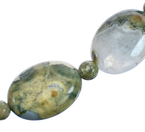 Southwest Sterling Silver Rhyolite Bead Necklace BX119716