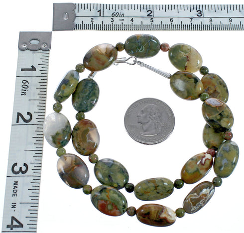 Southwest Sterling Silver Rhyolite Bead Necklace BX119716