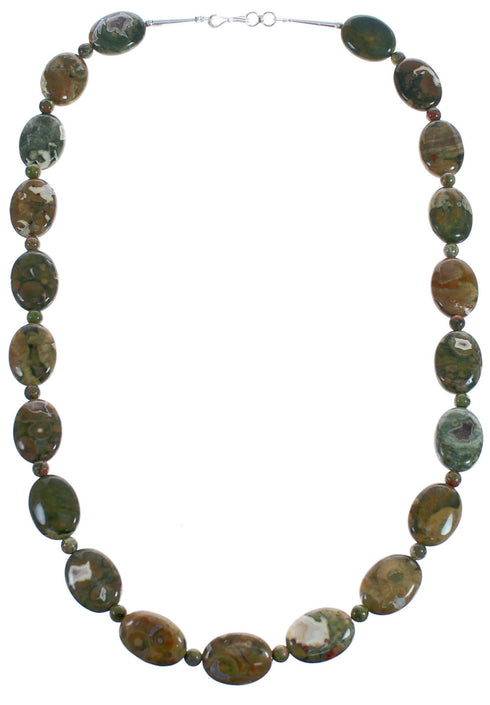 Southwest Rhyolite Sterling Silver Bead Necklace BX119717