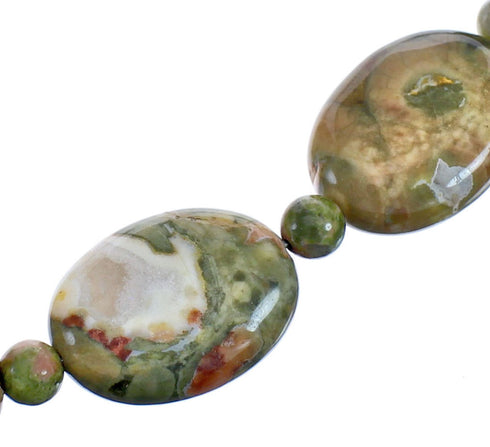 Southwest Rhyolite Sterling Silver Bead Necklace BX119717