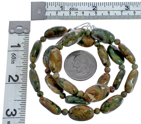 Southwest Rhyolite Sterling Silver Bead Necklace BX119717