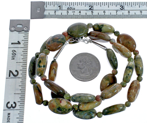 Rhyolite Genuine Sterling Silver Southwest Bead Necklace BX119718