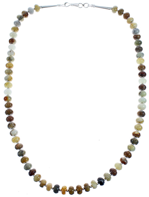 Authentic Sterling Silver New Jade Crystal Southwest Bead Necklace BX119916