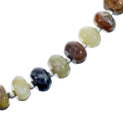 Authentic Sterling Silver New Jade Crystal Southwest Bead Necklace BX119916