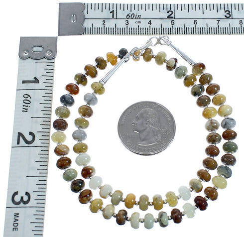 Authentic Sterling Silver New Jade Crystal Southwest Bead Necklace BX119916