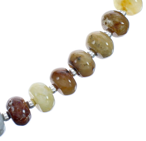 Southwest New Jade Crystal Sterling Silver Bead Necklace BX119918