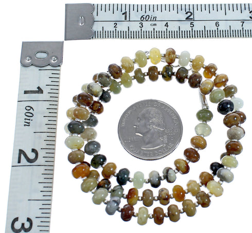 Southwest New Jade Crystal Sterling Silver Bead Necklace BX119918