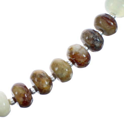 Authentic Southwest New Jade Crystal Bead Sterling Silver Necklace BX119919