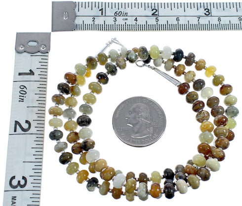 Authentic Southwest New Jade Crystal Bead Sterling Silver Necklace BX119919