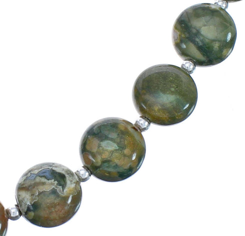 Green Jasper Sterling Silver Southwest Bead Necklace BX119920
