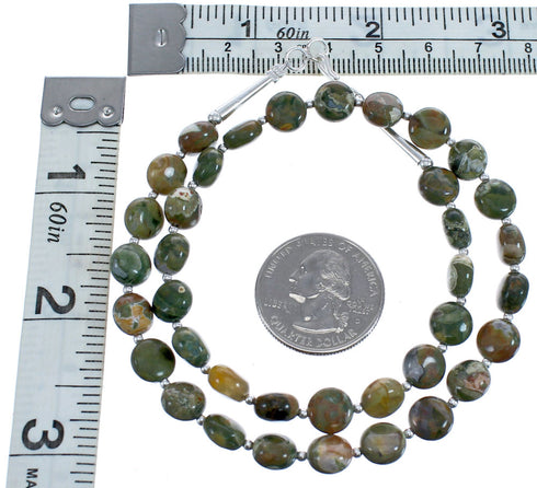 Green Jasper Sterling Silver Southwest Bead Necklace BX119920