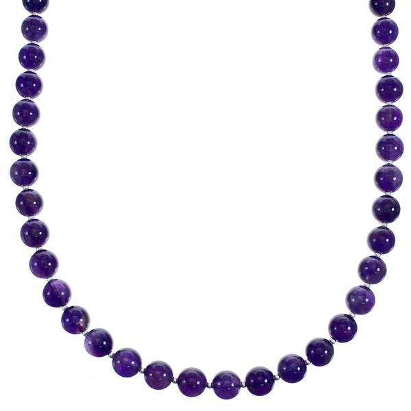 Amethyst Southwestern Authentic Sterling Silver Bead Necklace BX120549