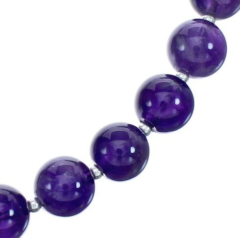 Amethyst Southwestern Authentic Sterling Silver Bead Necklace BX120549