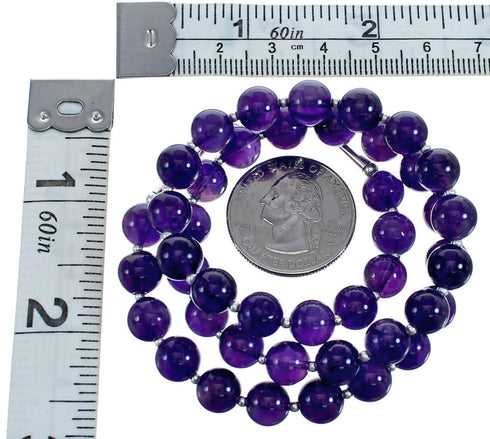 Amethyst Southwestern Authentic Sterling Silver Bead Necklace BX120549