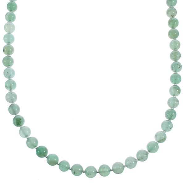 Aventurine Authentic Sterling Silver Southwestern Bead Necklace BX120553