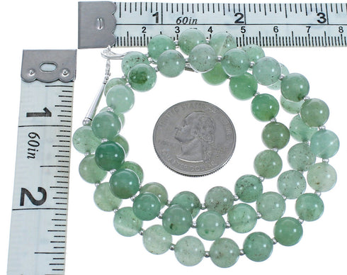 Aventurine Authentic Sterling Silver Southwestern Bead Necklace BX120553